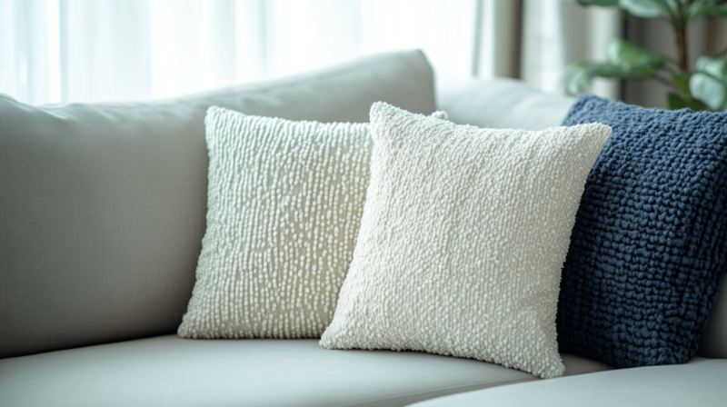 Throw Pillows Arranged on A Comfortable Sofa in A Stylish Living Room