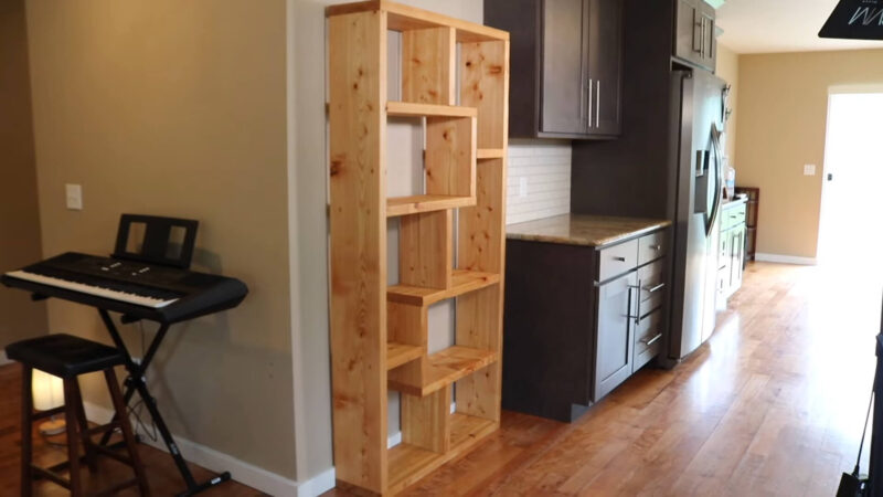 Asymmetrical Walnut Bookshelf