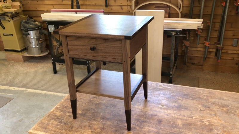 Geometric Walnut End Table