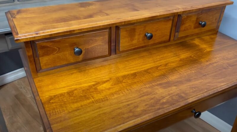 Solid Walnut Writing Desk with Integrated Shelving