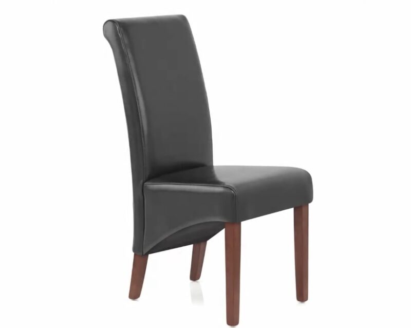 Walnut Dining Chairs with Leather Upholstery