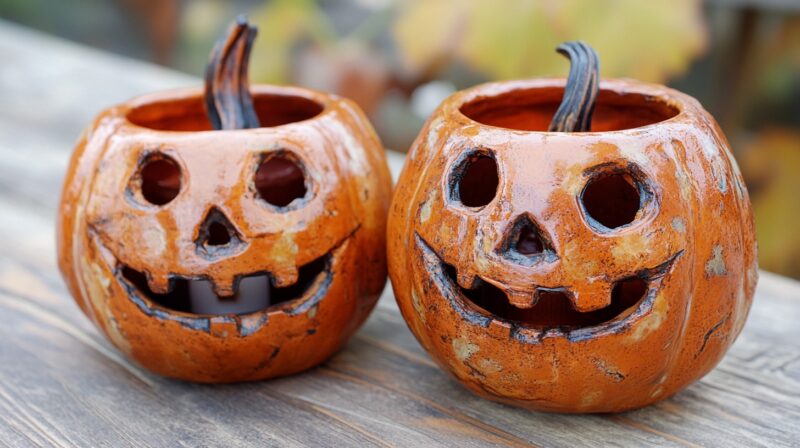 Jack-o'-Lantern Candle Holders For Halloween