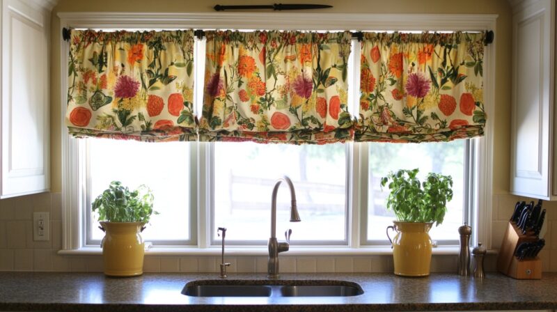 Pattern Complementing - DIY No Sew Kitchen Cafe Curtains